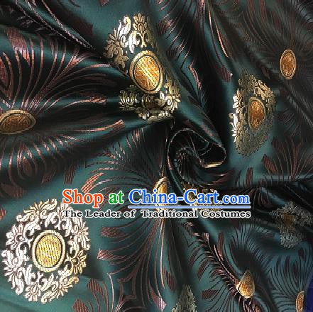 Chinese Traditional Fabric Mongolian Robe Green Brocade Chinese Fabric Asian Tibetan Robe Material