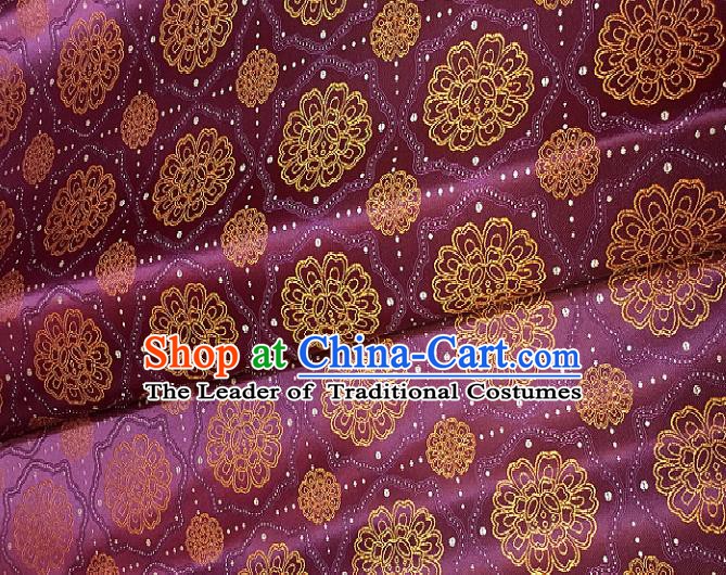 Chinese Traditional Fabric Tang Suit Royal Pattern Purple Brocade Chinese Fabric Asian Tibetan Robe Material