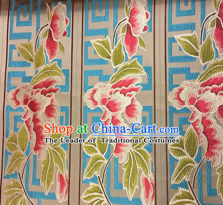 Chinese Traditional Fabric Tang Suit Peony Pattern Brocade Chinese Fabric Asian Tibetan Robe Material