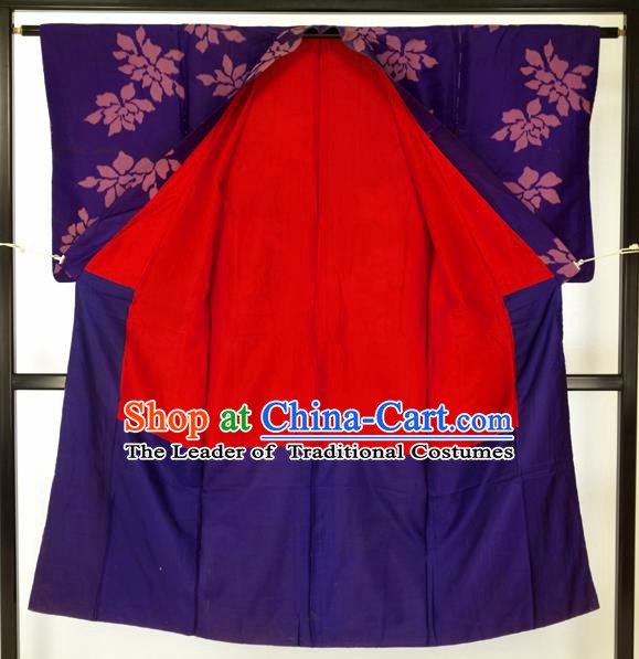 Japanese Traditional Purple Kimono Formal Costume Haori Hakama Apparel Yukata Costume for Men