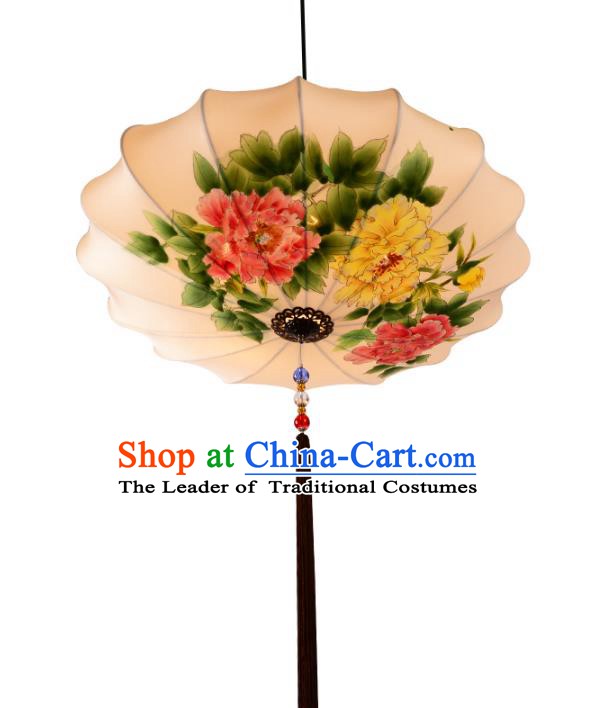 Handmade Traditional Chinese Ancient Lantern Ceiling Lanterns Hand Painting Peony Lanern