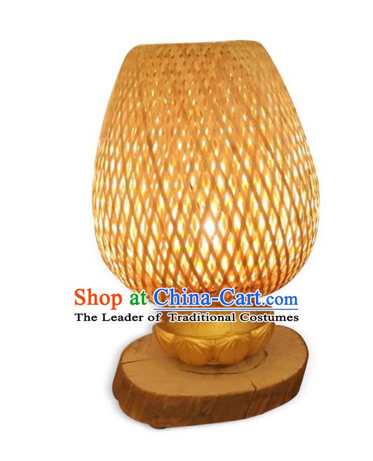 Handmade Traditional Chinese Lantern Bamboo Skin Desk Lamp Palace Lantern