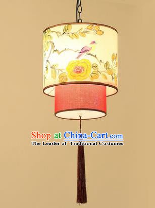 Asian China Traditional Handmade Lantern Flowers Birds Ceiling Lamp Ancient Palace Lanern