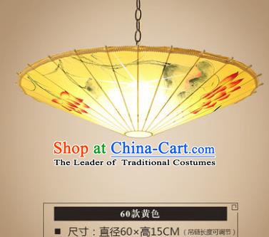 Asian China Traditional Handmade Lantern Printing Lotus Umbrella Ceiling Lamp Ancient Palace Lanern