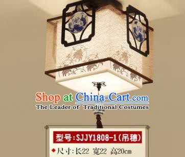 Asian China Traditional Handmade Lantern Blue and White Porcelain Ceiling Lamp Ancient Palace Lanern