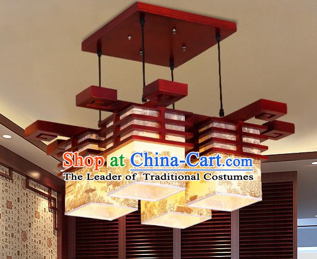 China Traditional Handmade Parchment Lantern Palace Wood Lanterns Ceiling Lamp Ancient Lanern