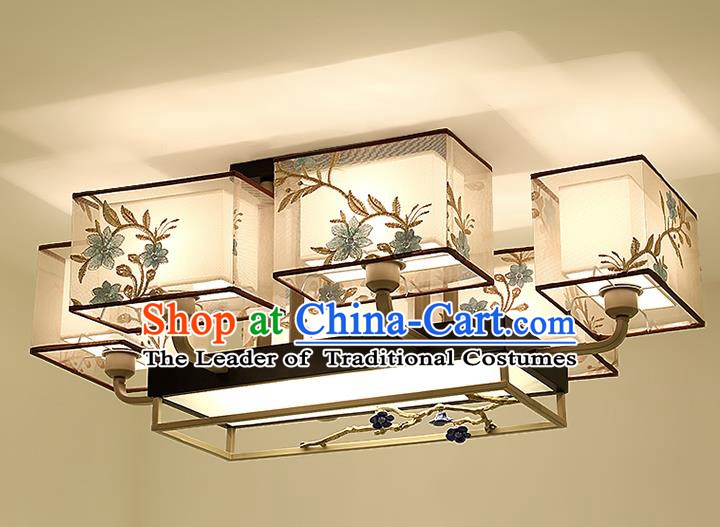 Traditional China Handmade Embroidered Lantern Ancient Six-pieces Lanterns Palace Ceiling Lamp