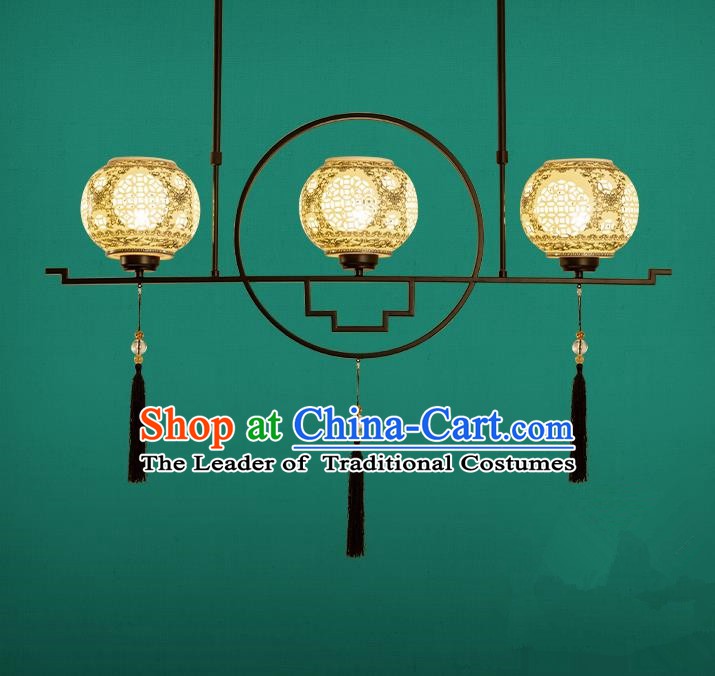 Traditional China Handmade Lantern Ancient Hanging Lanterns Ceramics Palace Ceiling Lamp