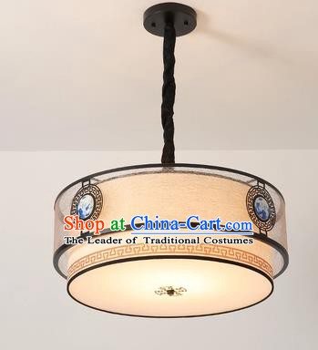 Traditional China Handmade Lantern Ancient Printing Hanging Lanterns Round Palace Ceiling Lamp