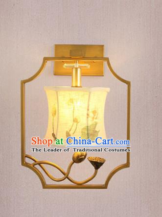 Traditional Asian Chinese Lantern China Ancient Printing Lotus Wall Lamp Palace Lantern