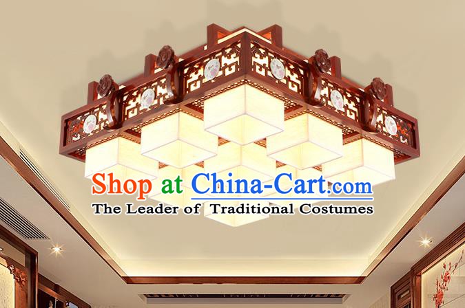 China Traditional Handmade Lantern Ancient Nine-pieces Wood Lanterns Palace Ceiling Lamp