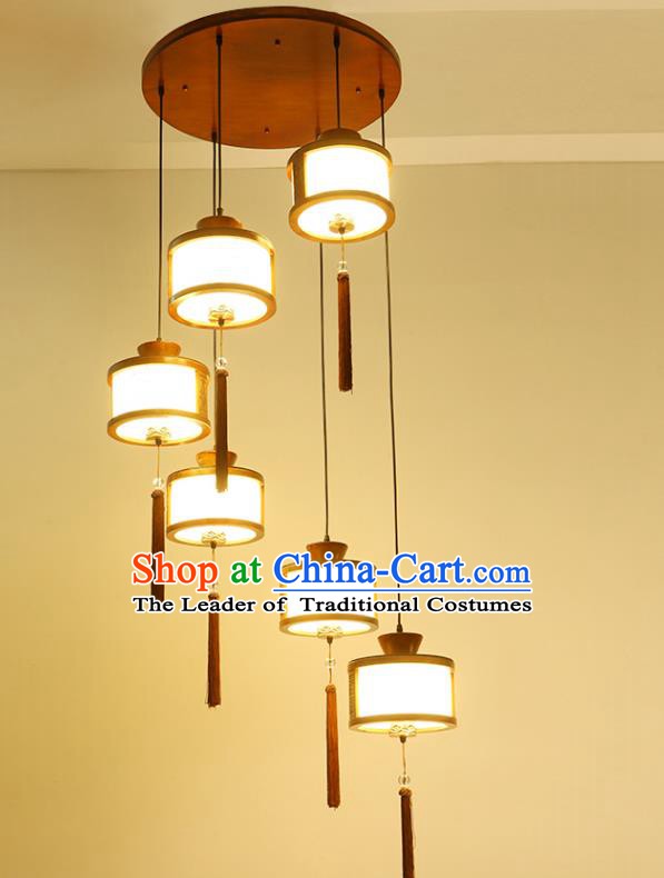 China Traditional Handmade Lantern Ancient Hanging Six-pieces Lanterns Palace Ceiling Lamp