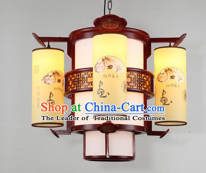 Traditional China Handmade Printing Wood Lantern Ancient Lanterns Palace Ceiling Lamp