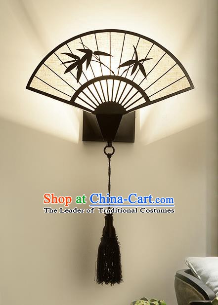 Traditional Asian China Style Fan Lanterns Chinese Ancient Bamboo Wall Lamp Palace Lantern