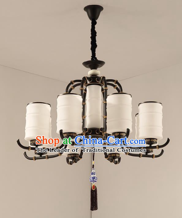 Traditional China Handmade Lantern Ancient Eight-Lights Hanging Lanterns Palace Ceiling Lamp