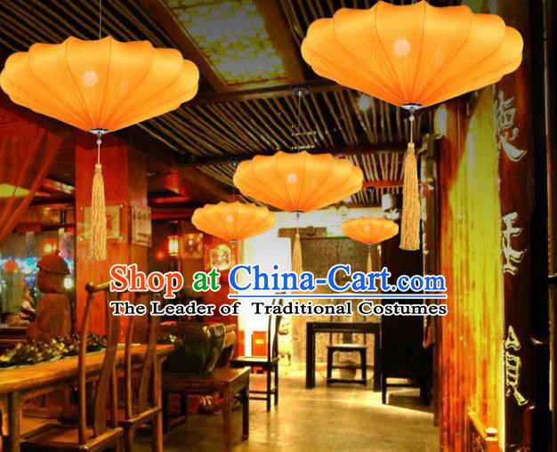 Traditional China Handmade Yellow Lantern Ancient New Year Hanging Lanterns Palace Ceiling Lamp