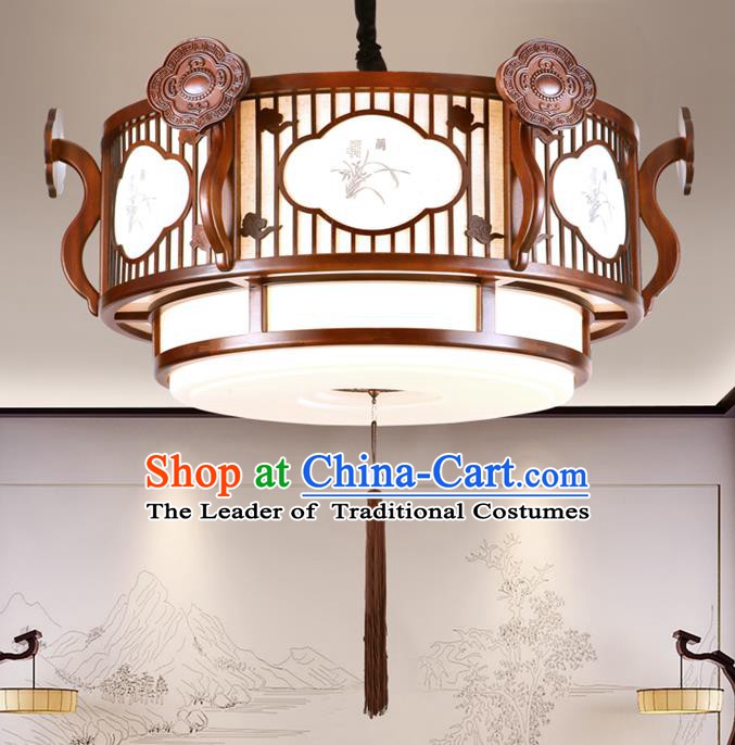 China Handmade Printing Ceiling Lantern Traditional Ancient Wood Hanging Lamp Palace Lanterns