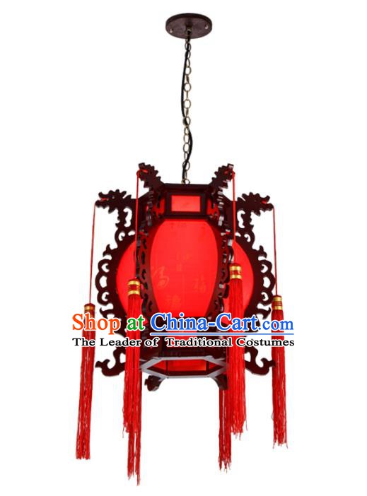 Chinese Handmade Wood Lantern Traditional Palace Ceiling Lamp Ancient Hanging Lanterns