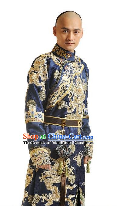 Chinese Qing Dynasty Thirteen Prince of Kangxi Historical Costume Ancient Manchu Prince Clothing for Men