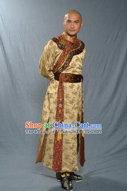 Chinese Qing Dynasty Emperor Kangxi Historical Costume Ancient Manchu Royal Kaiser Clothing for Men