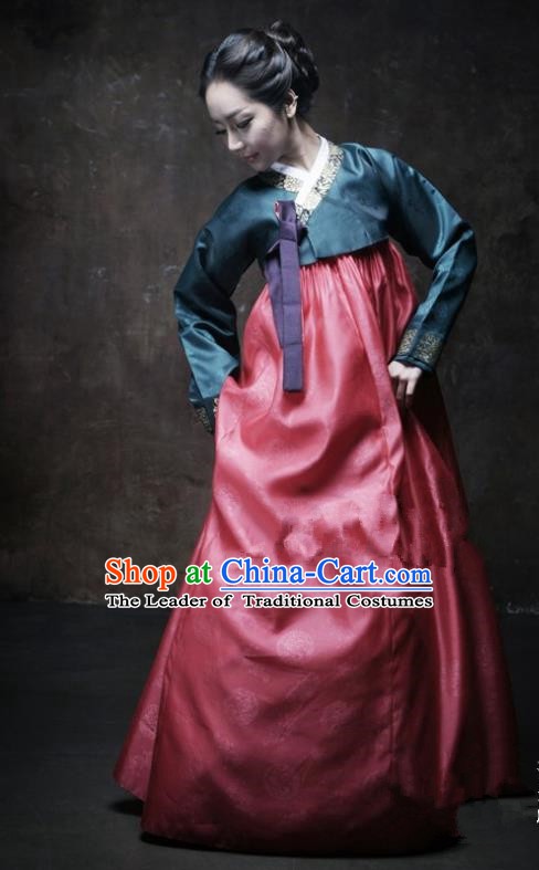 Korean Traditional Bride Palace Hanbok Clothing Atrovirens Blouse and Dress Korean Fashion Apparel Costumes for Women