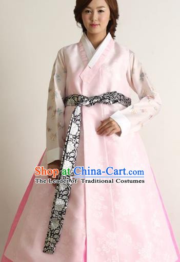 Korean Traditional Palace Clothing Hanbok Fashion Apparel Pink Long Vest for Women