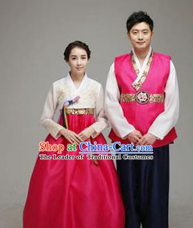 Korean Traditional Garment Palace Wedding Hanbok Fashion Apparel Bride and Bridegroom Costumes Complete Set