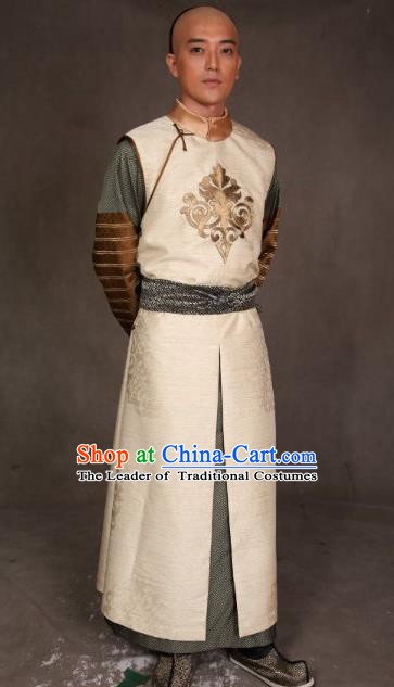 Chinese Ancient Qing Dynasty Manchu Clothing Prince of Qianlong Embroidered Costume for Men