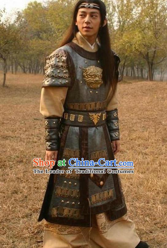 Traditional Chinese Ancient Ming Dynasty Emperor Zhengde Zhu Houzhao Armour Replica Costume for Men