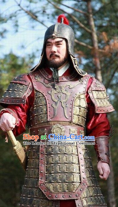 Chinese Ancient Ming Dynasty General Official Replica Costume Helmet and Armour for Men