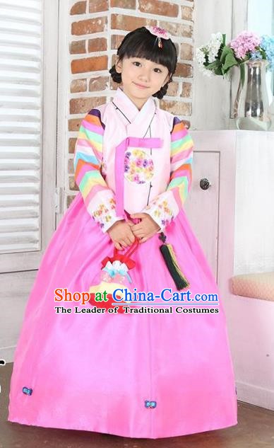 Top Grade Korean Hanbok Traditional Pink Blouse and Dress Fashion Apparel Costumes for Kids