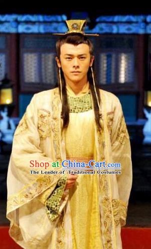 Ancient Chinese Ming Dynasty Majesty Emperor Zhu Youjian Embroidered Costume for Men