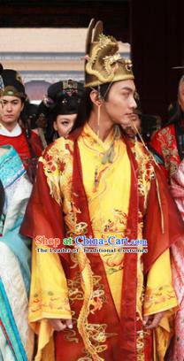 Ancient Chinese Ming Dynasty Majesty Emperor Zhu Youxiao Embroidered Costume for Men