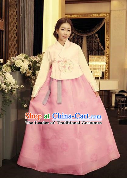 Korean Traditional Hanbok Blouse and Pink Dress Ancient Formal Occasions Fashion Apparel Costumes for Women