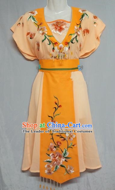 China Traditional Beijing Opera Maidservants Costume Chinese Peking Opera Maid Orange Dress