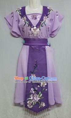 China Traditional Beijing Opera Maidservants Costume Chinese Peking Opera Maid Purple Dress