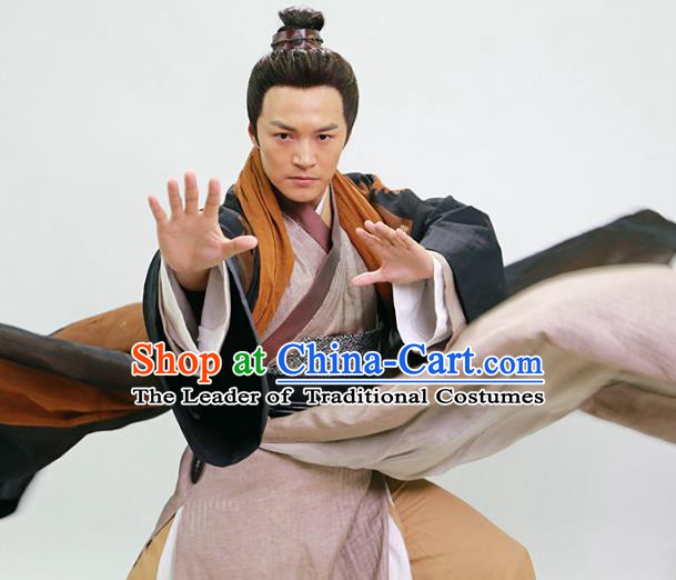 Chinese Song Dynasty Swordsman Guo Jing Clothing Ancient Knight-errant Hanfu Replica Costume for Men