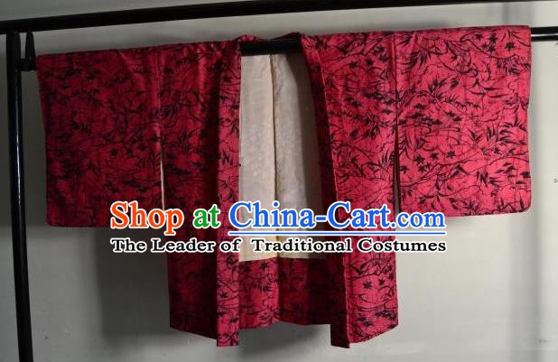 Japanese National Costume Kimonos Haori Blouse Kimono Ancient Yukata Red Shirts for Women