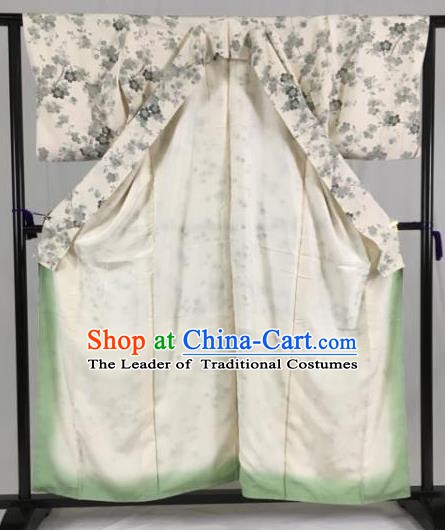 Japan Traditional Kimono Grey Furisode Kimono Ancient Yukata Dress Formal Costume for Women