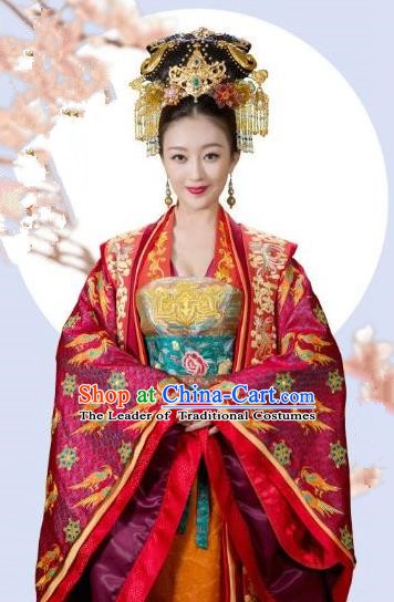 Chinese Song Dynasty Empress of Zhao Zhen Embroidered Dress Ancient Queen Replica Costume for Women