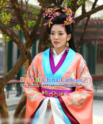 Chinese Ancient Song Dynasty Courtesan Li Shishi Embroidered Replica Costume for Women