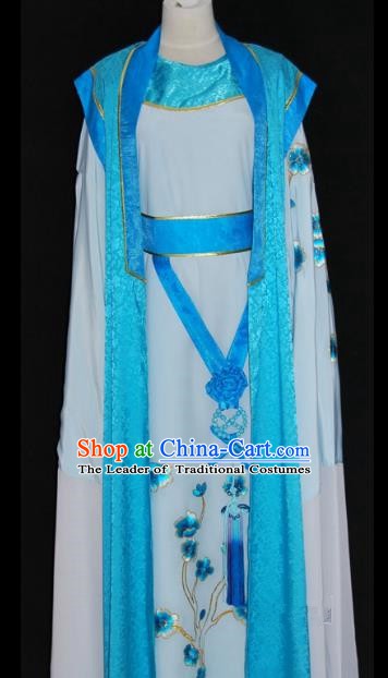 China Traditional Beijing Opera Niche Blue Robe Chinese Peking Opera Scholar Costume