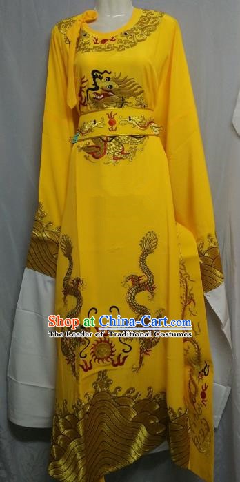 China Traditional Beijing Opera Niche Costume Chinese Peking Opera Lang Scholar Yellow Embroidered Robe for Adults