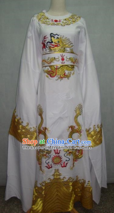 China Traditional Beijing Opera Niche Costume Chinese Peking Opera Lang Scholar White Embroidered Robe for Adults