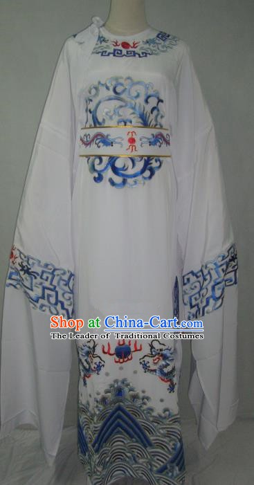 Traditional Chinese Beijing Opera Niche Costume Beijing Opera Embroidered White Robe for Adults