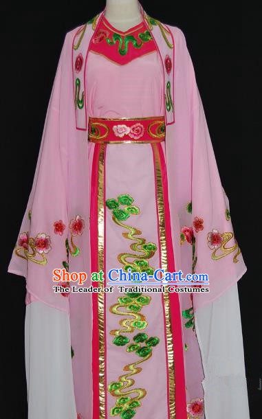 Traditional Chinese Beijing Opera Niche Costume Scholar Embroidery Pink Robe for Adults