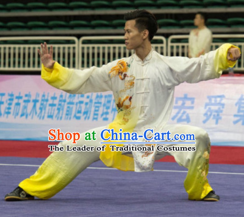 Top Taiji Garment Long Sleeves Kung Fu Uniforms Tai Chi Uniforms Martial Arts Blouse Pants Kung Fu Suits Kungfu Outfit Professional Kung Fu Clothing Complete Set for Men Boys Kids Teenagers