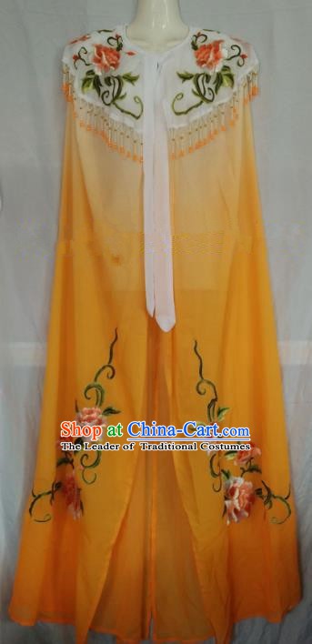 Traditional Chinese Beijing Opera Yellow Embroidered Cloak Professional Peking Opera Diva Clothing