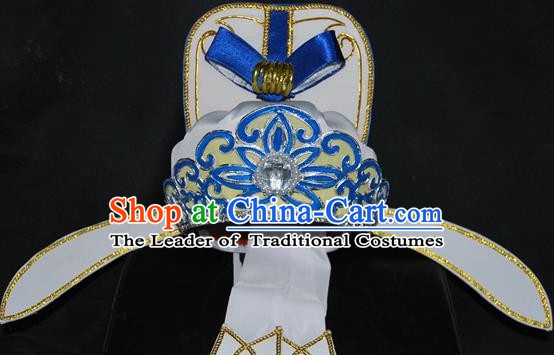 China Traditional Beijing Opera Young Men Headwear Chinese Peking Opera Niche White Hats for Men