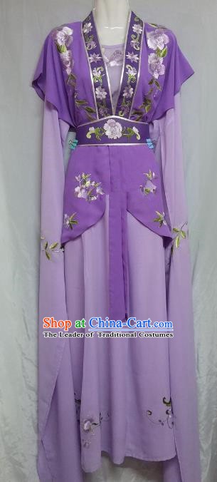 Top Grade Chinese Beijing Opera Maidservants Purple Dress China Peking Opera Young Lady Embroidered Costume